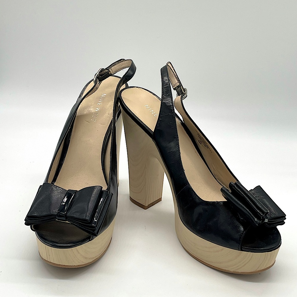Nine West Platform Slingback Heels with Bow